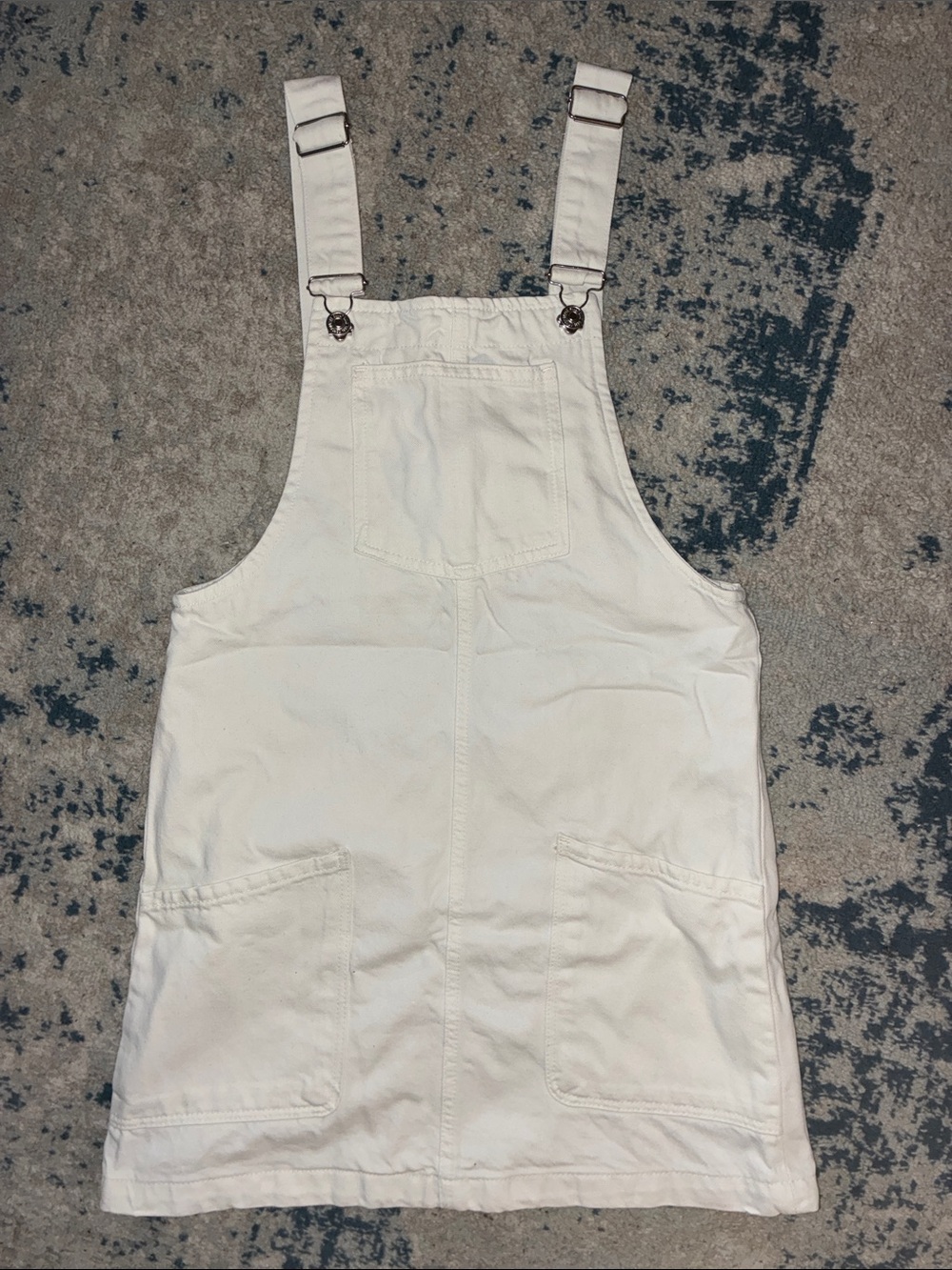Mango Cream Denim overall dress Pinafore Mini Dress